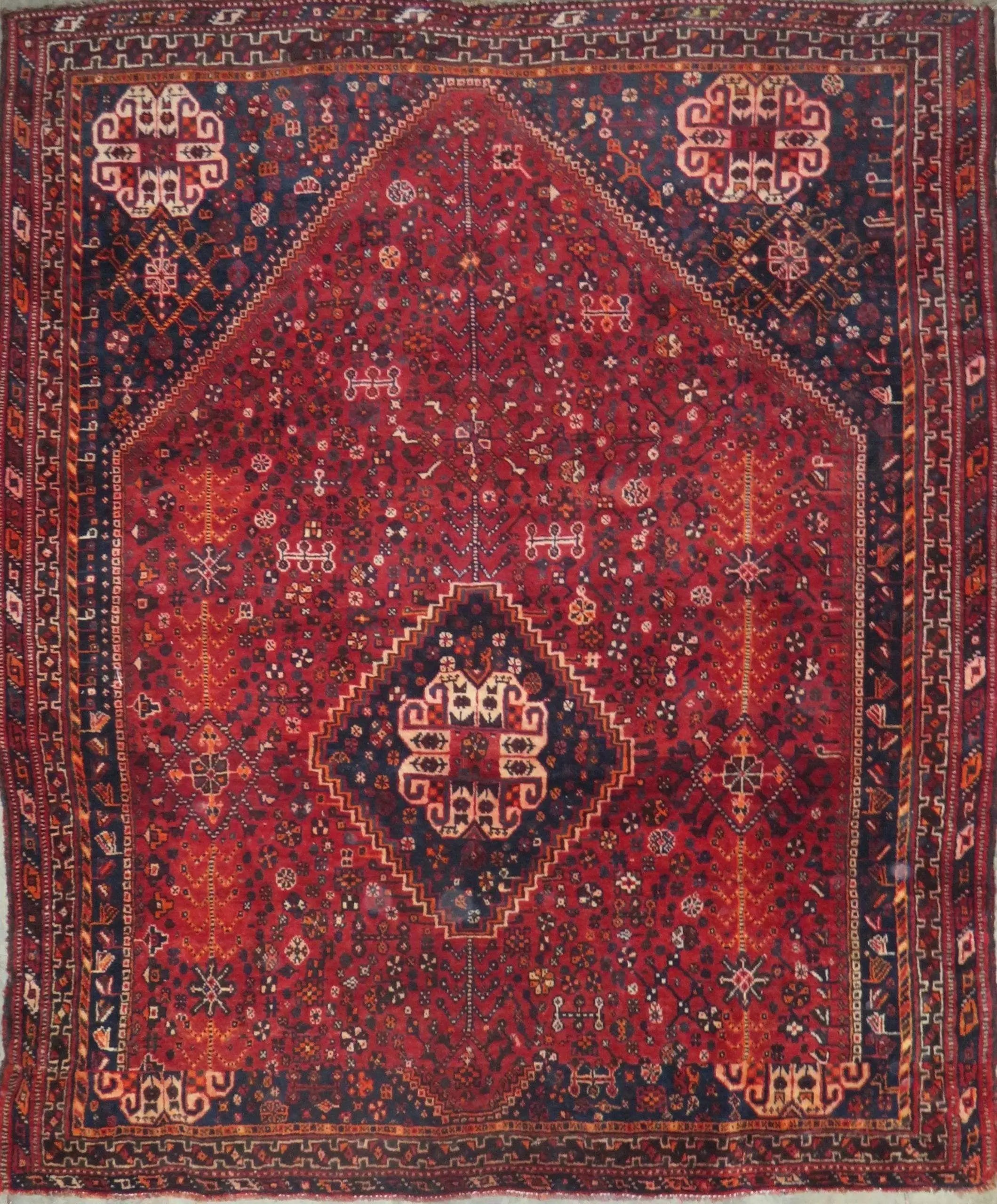 One Of The Kind Hand-Knotted Persian Wool Rug _ Luxurious Vintage Design, 6'6" x 5'6", Artisan Crafted